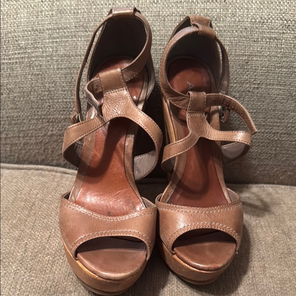 Aldo Tan Leather Platform Sandals